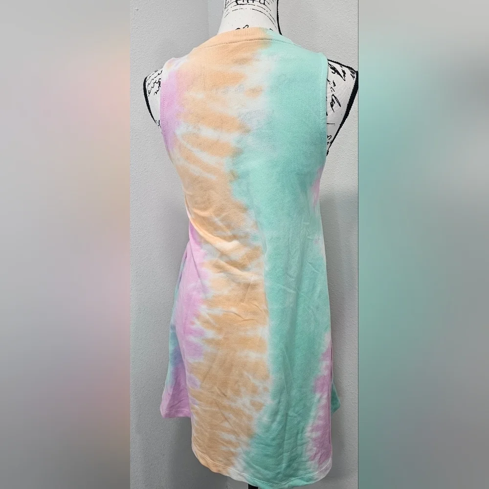 Lagaci Tye Dye Terry Dress Swimsuit Cover Summer Pink Green Orange Med - Picture 5 of 11
